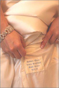 A brides custom dress label