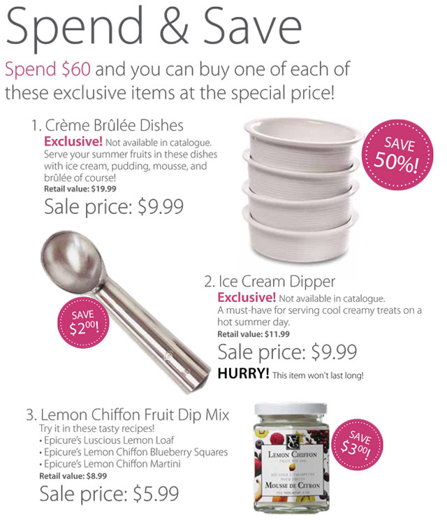 Spend and Save August Specials Epicure Selections