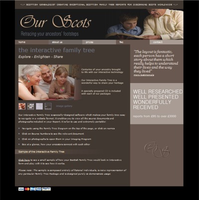Screen-shot of the Interactive Family Tree web page