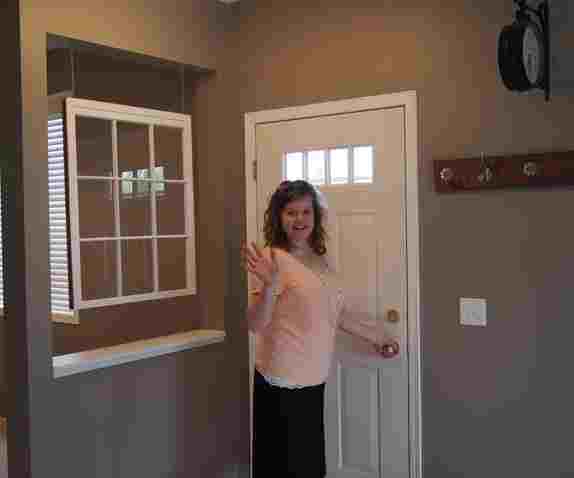Crystal leaving her house for the last time 