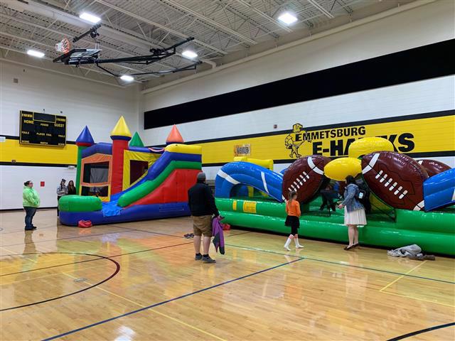 Fall Fest inflatables in gym