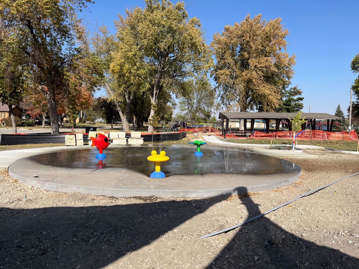 Photo of toddler-friendly splash area of splash pad