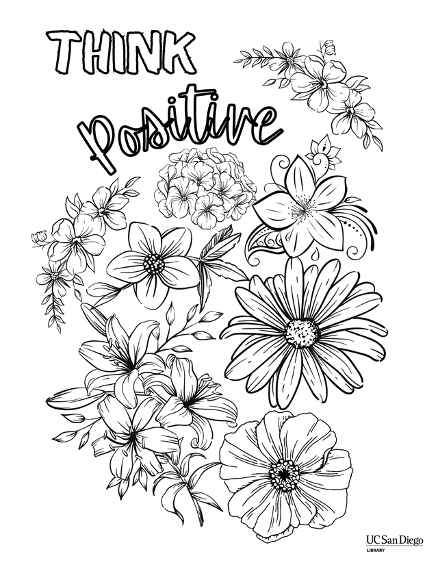 Link to download thinking positive coloring page.