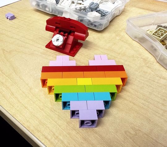Lego build of rainbow heart