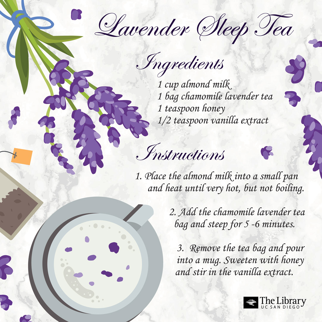 Lavender sleep tea recipe card.