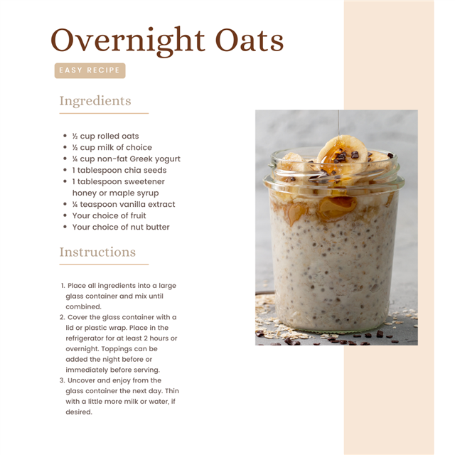 An overnight oat recipe card.