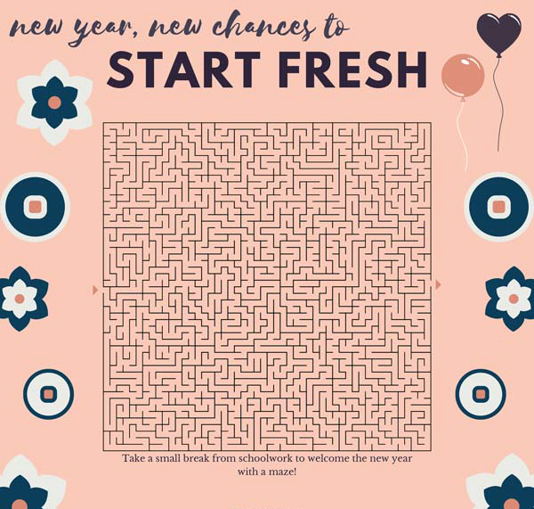 A new year themed maze.