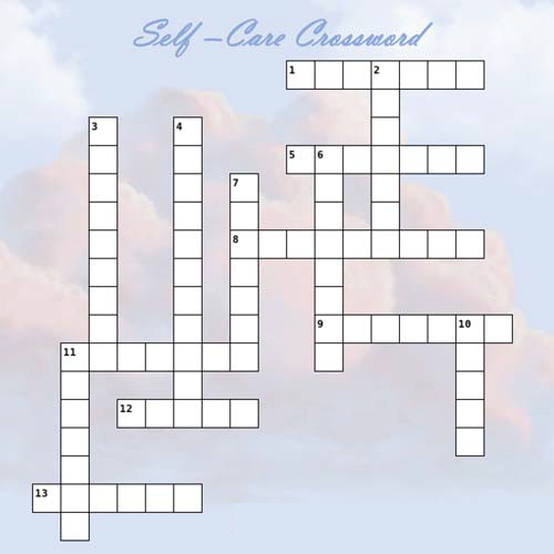 A self care themed crossword puzzle.