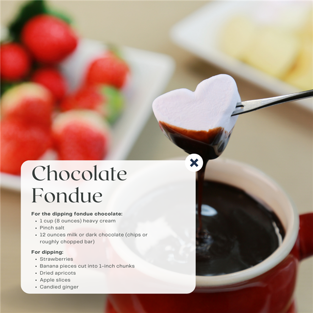 A chocolate fondue recpe card.