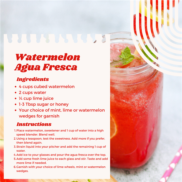 A watermelon agua fresca recipe card.