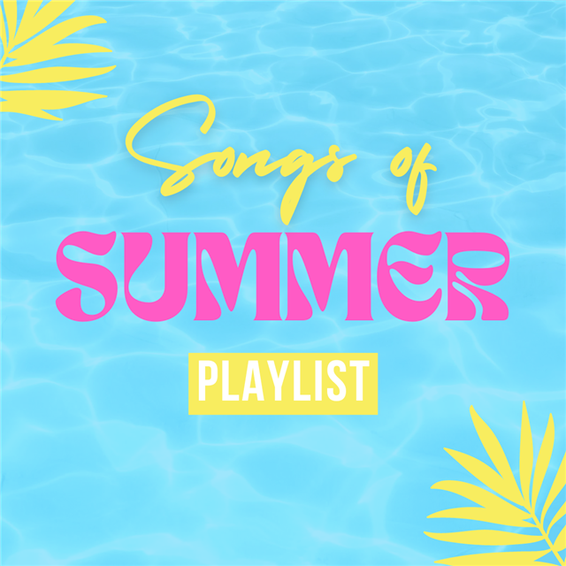 A graphic of water that says Songs of Summer Playlist.