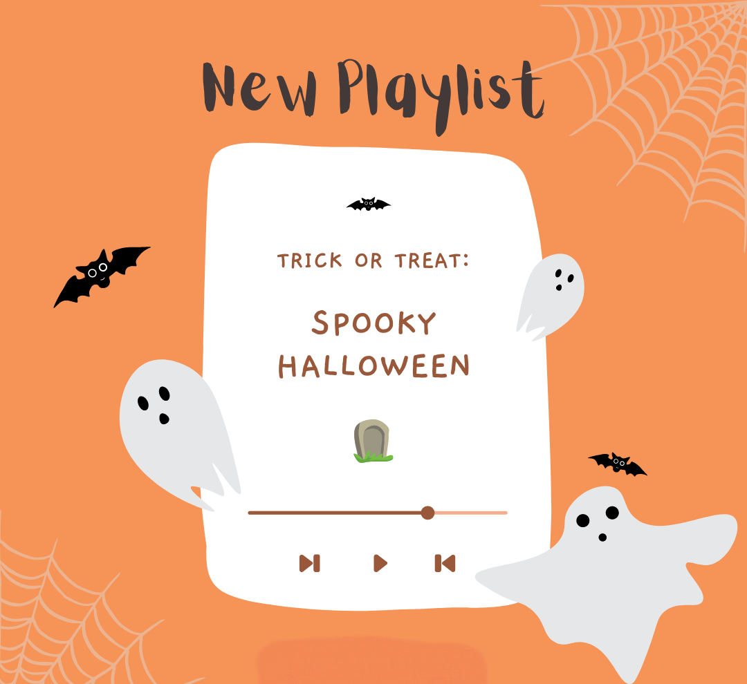 A graphic for a spooky Halloween playlist from Spotify.