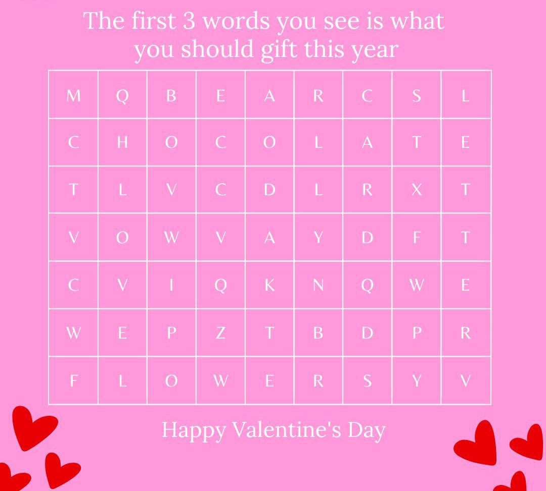 A Vday word search.