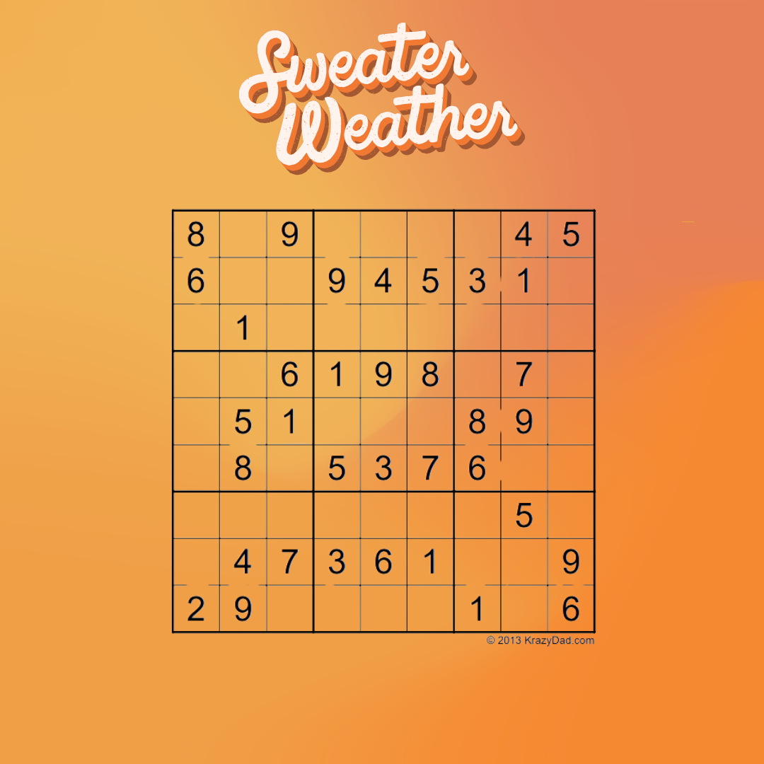A graphic of a sweater weather sudoku game.