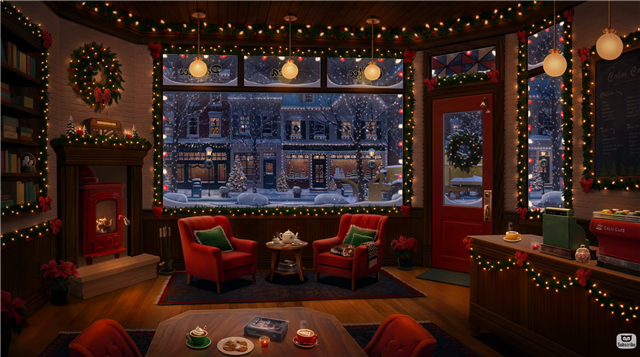 A graphic of a holiday lofi playlist.