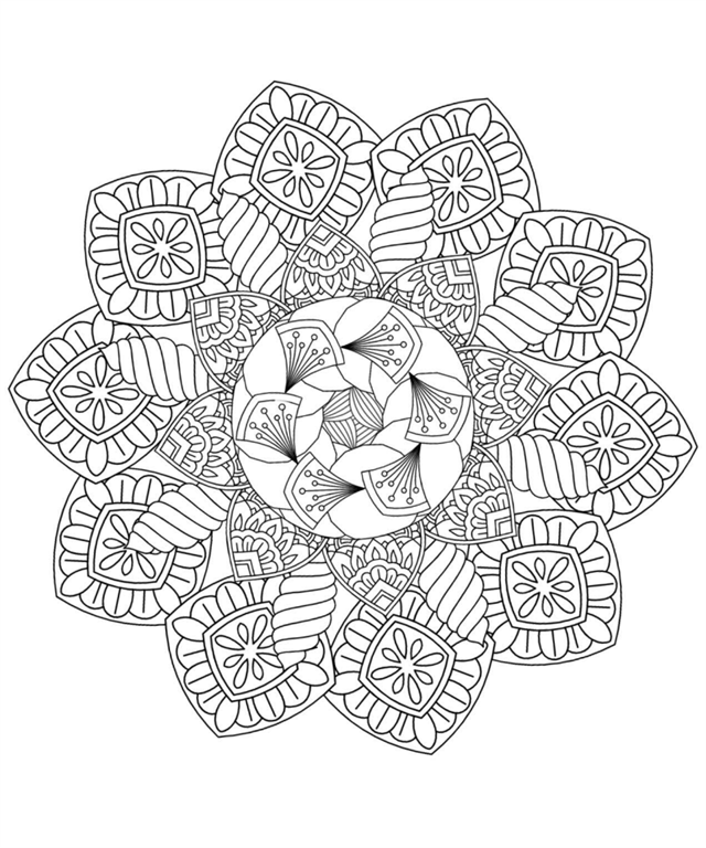 A coloring page of a mandala flower.