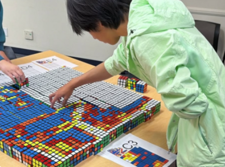 A picture of a Rubik's cube mosaic.