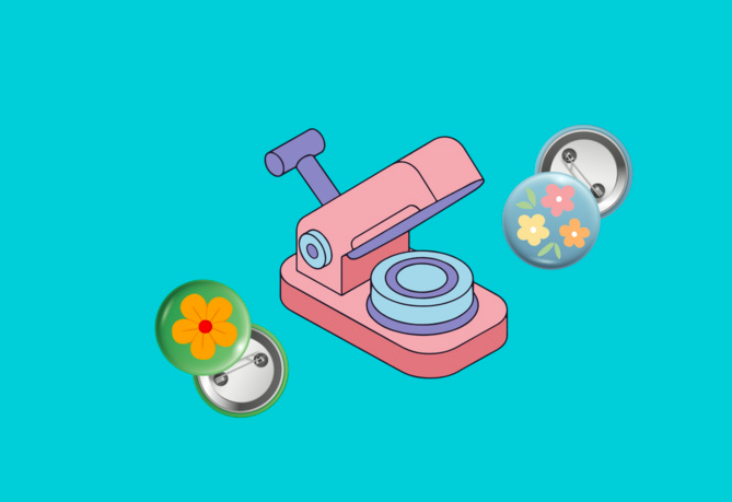 graphic of a button maker