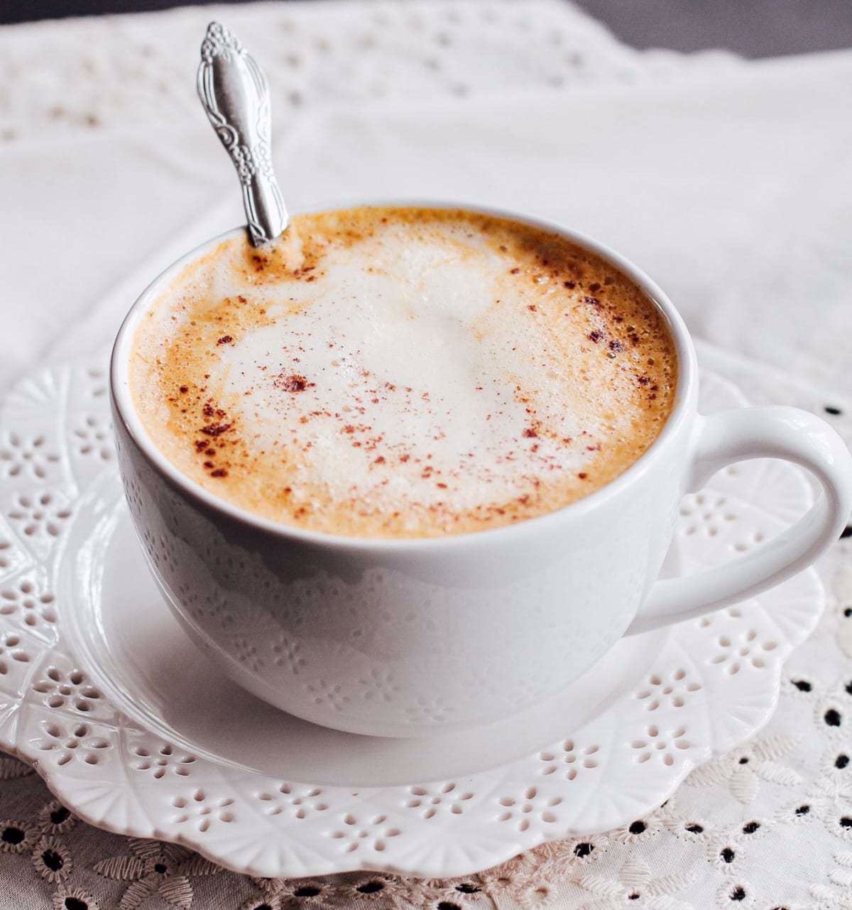 An image of a pumpkin spice latte in a mug.