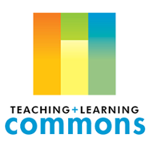 Teaching + Learning Commons logo: a square divided into 4 sections with different colors, orange, green, yellow, and blue.