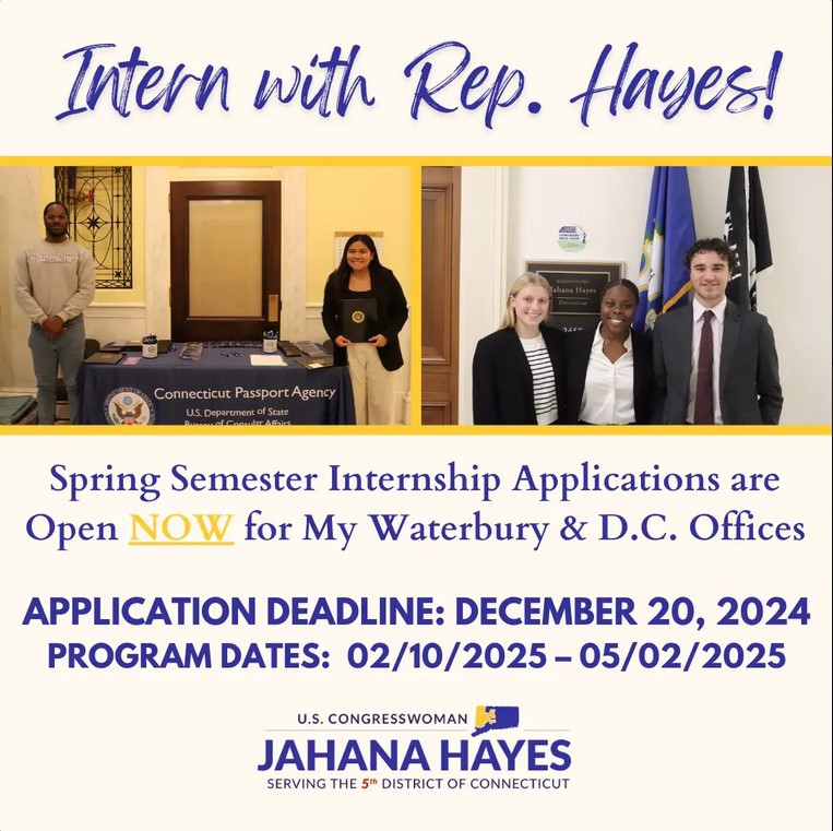 Spring 2025 Internship Opportunity in the Office of Congresswoman Hayes