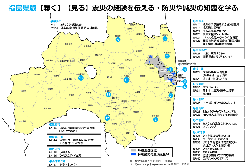 震災遺構・語り部一覧地図（福島県）