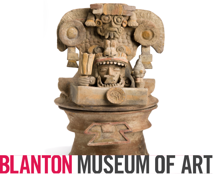  Teotihuacan-Style Censer with Ancestor and Storm God, 300-600, Maya, ceramic with post-fire pigment, 11 × 9 × 9 3/8 in. (27.9 × 22.9 × 23.6 cm), Los Angeles County Museum of Art