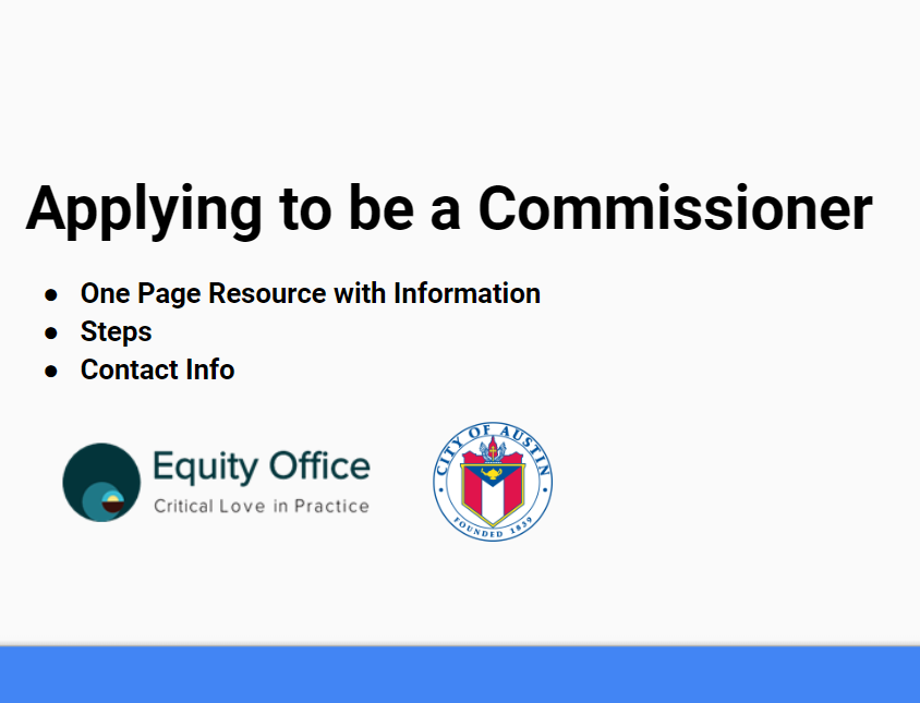 Applying to be a Commissioner: One page resource with information, steps, contact info