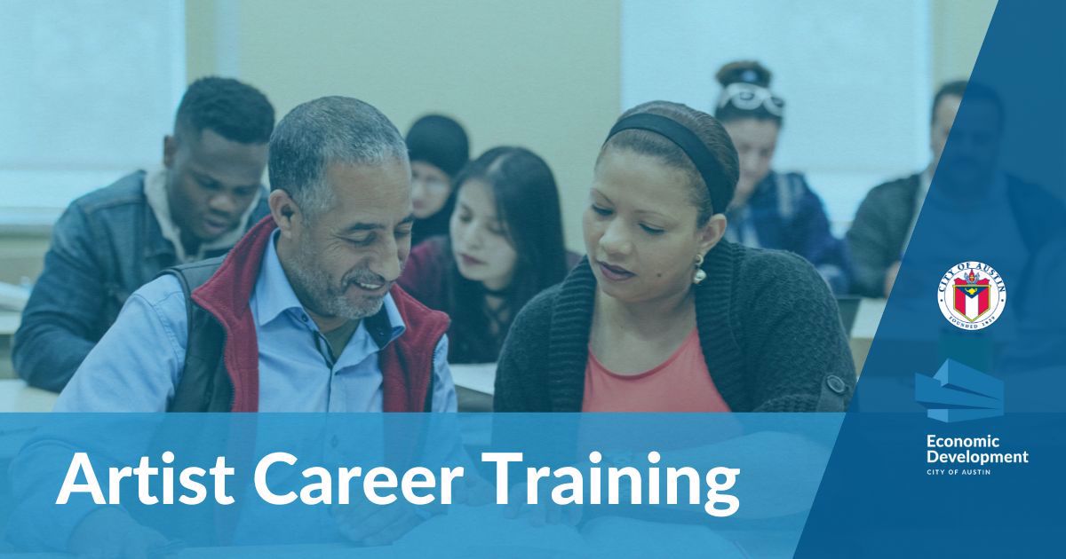 Photograph of a mural titled “The Sisterhood of Two Hearts” displayed on the exterior wall of Mexic-Arte Museum. The artwork features vibrant, colorful depictions of cultural unity between Austin, Texas, and Saltillo, Mexico. Artists: Ana Sofia and Chous. Photo by Lori Renteria. Text overlay says “The Creative Reset” with a City of Austin seal.