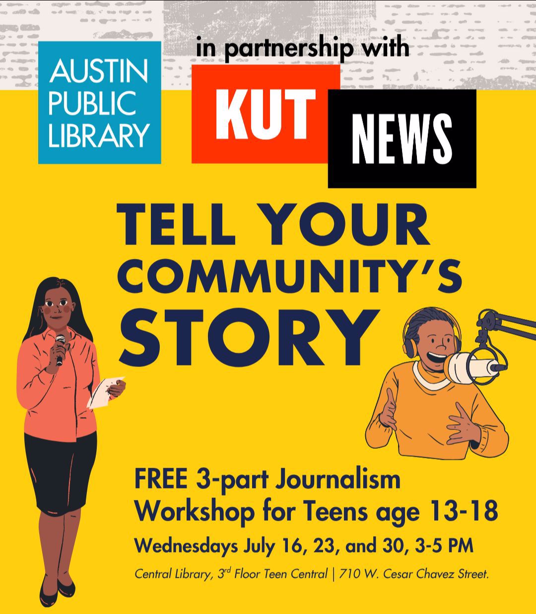 Photograph of a mural titled “The Sisterhood of Two Hearts” displayed on the exterior wall of Mexic-Arte Museum. The artwork features vibrant, colorful depictions of cultural unity between Austin, Texas, and Saltillo, Mexico. Artists: Ana Sofia and Chous. Photo by Lori Renteria. Text overlay says “The Creative Reset” with a City of Austin seal.