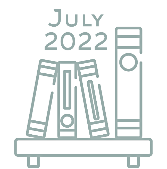Graphic of four books on a floating shelf with the words "May 2022" above them.