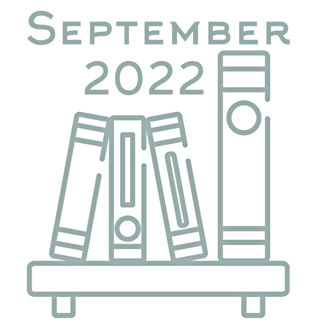 Graphic of four books on a floating shelf with the words "September 2022" above them.