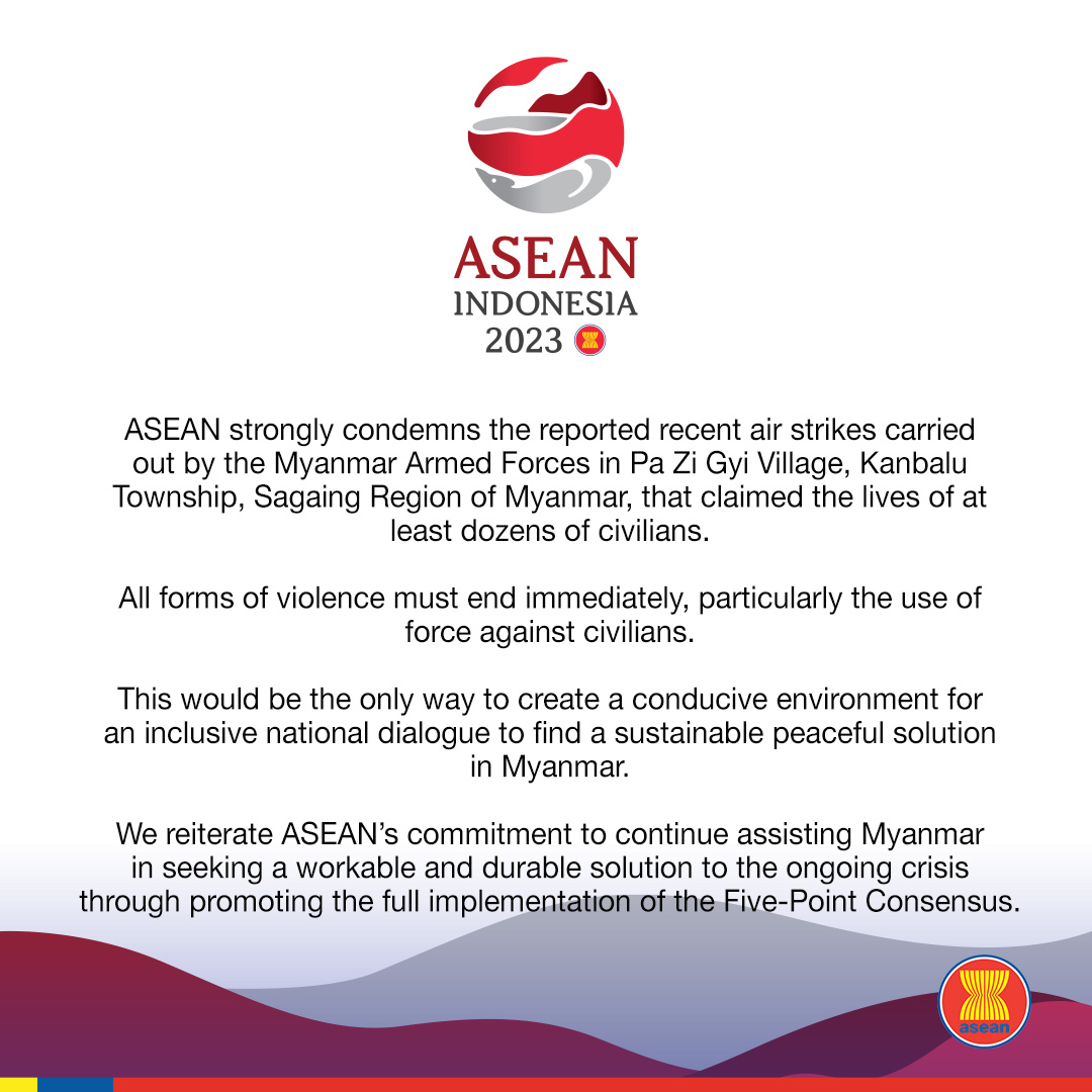 ASEAN Chair Statement on the Myanmar military air strikes