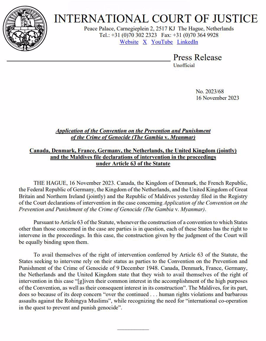 ICJ Declarations in The Gambia v Myanmar
