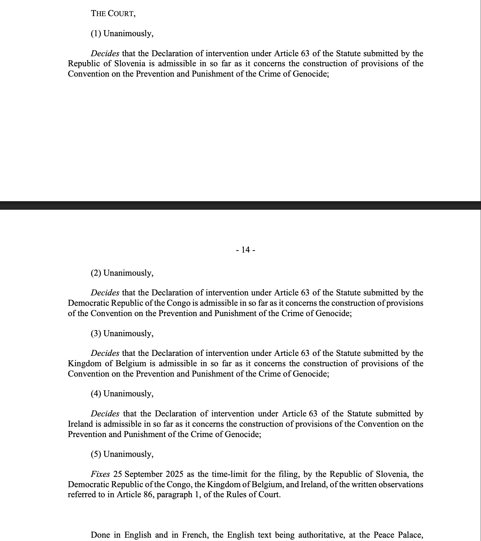 ICJ ruling 25 JULY 2025