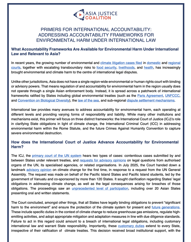 AJC Primer on Environmental Harm under International Law
