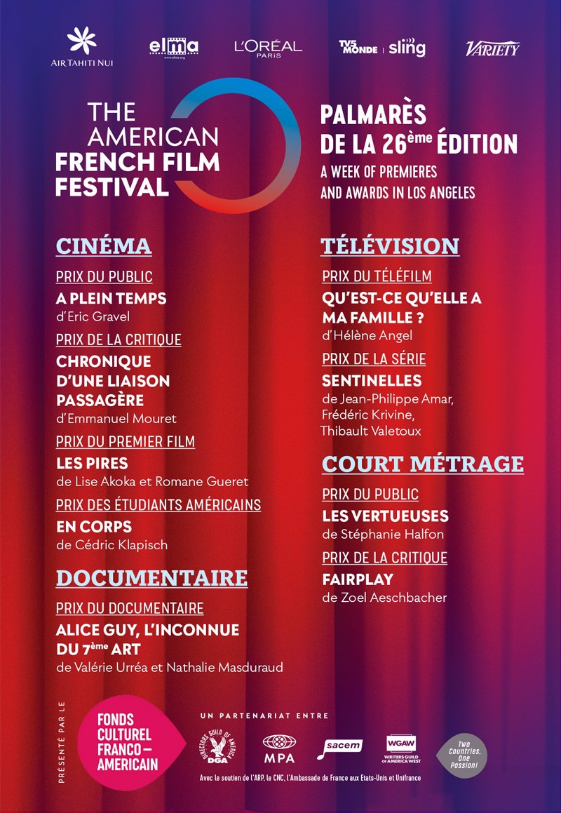 The American French Film Festival présente le Palmarès de la 26ème édition