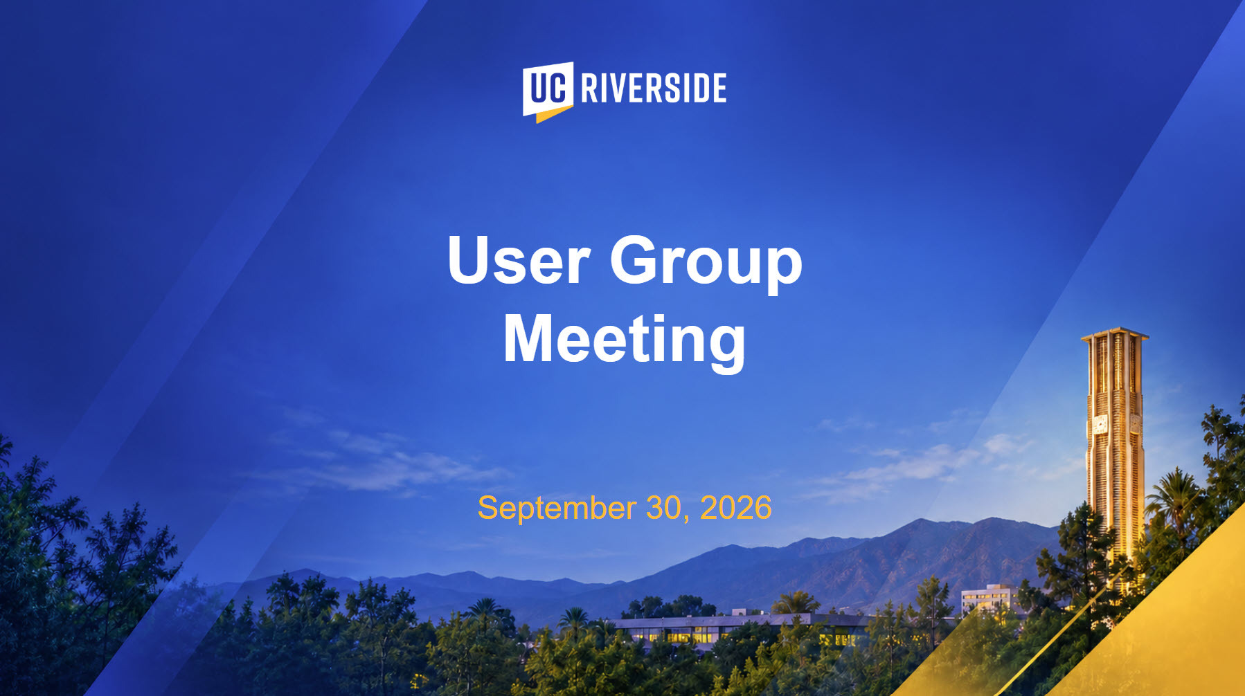 User Group Meeting Intro Slide