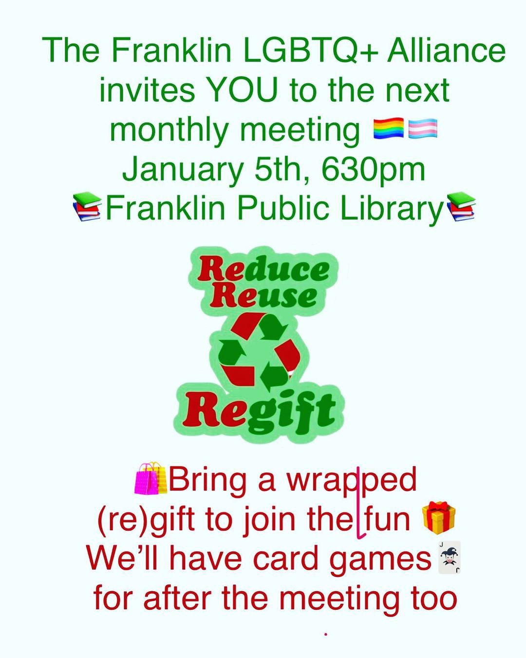 Franklin LGBTQ Alliance: (Re)gift at our Upcoming Meeting