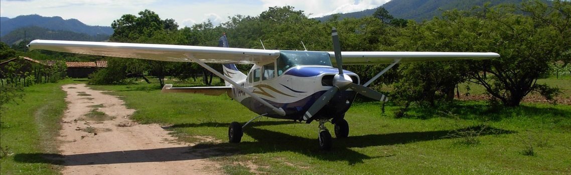 Aircraft in open mountain field