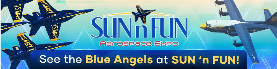 SUN n FUN Aerospace Expo banner with Blue Angels