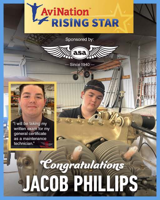 Young man working on aircraft engine