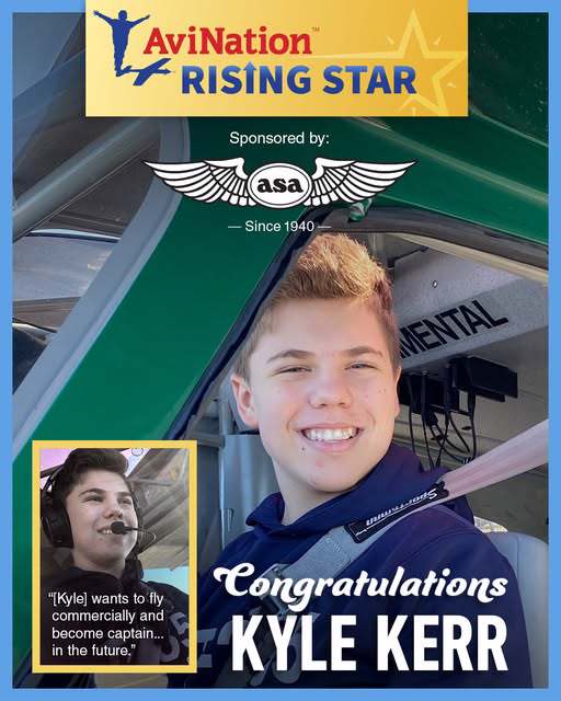 Young man in pilot seat of plane