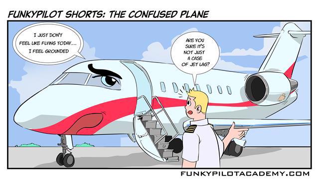 Cartoon of a confused plane