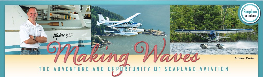 Montage of seaplane photos with story title of "Making Waves"