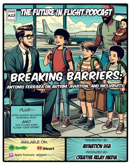 Graphic of man in suit speaking with a family at an airport