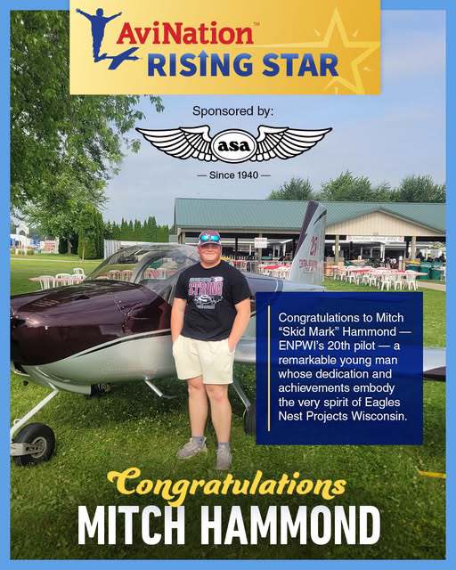 Graphic of young man standing in front of an airplane