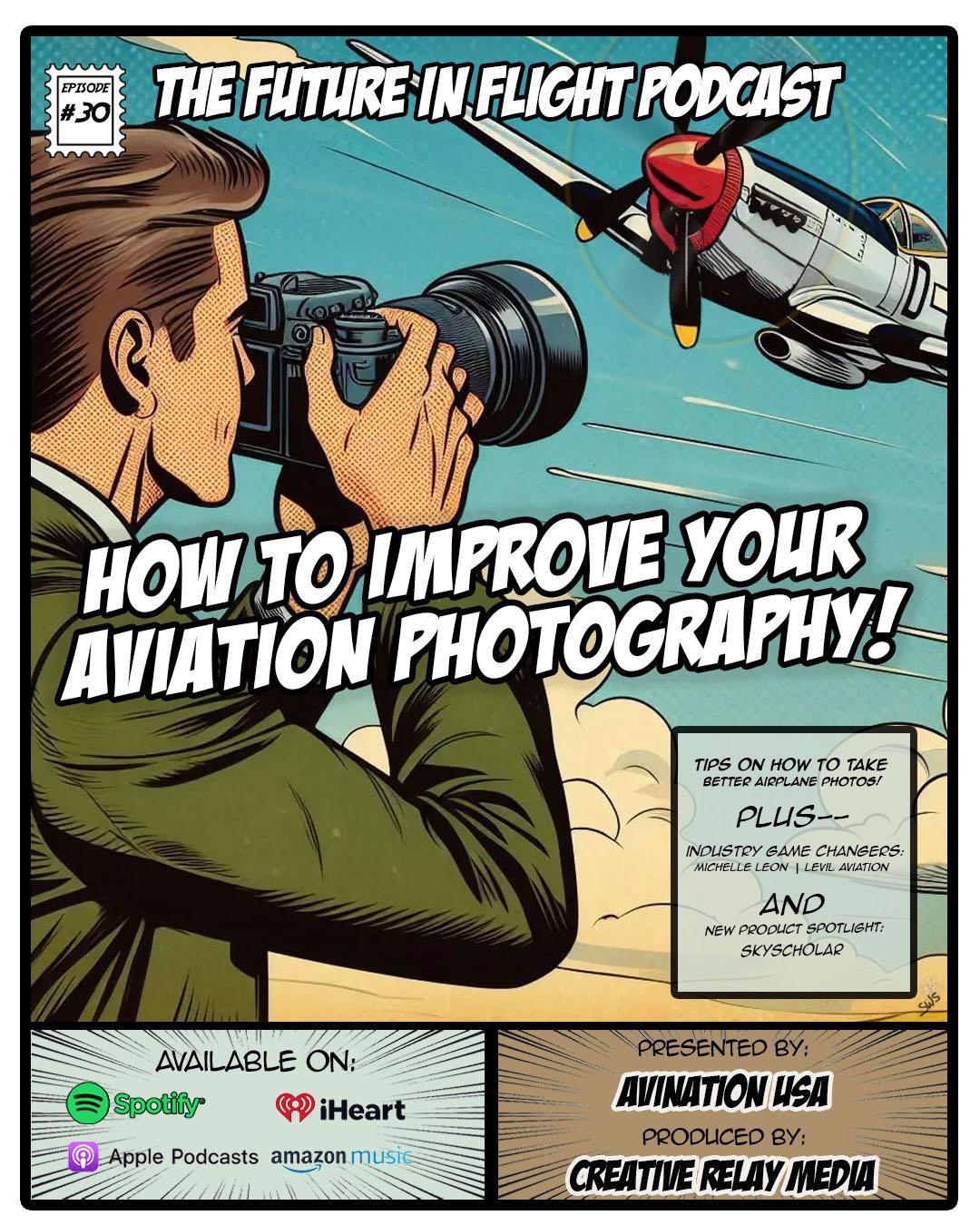 Graphic of photographer taking photo of airplane flying overhead