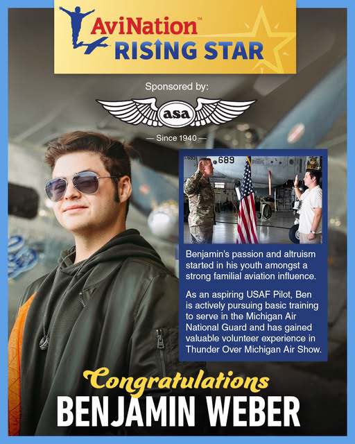 Photo of young man with sunglasses standing in front of an airplane