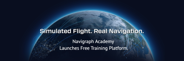 Graphic of earth with caption Simulated Flight. Real Navigation